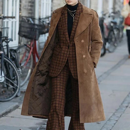 Single Button Suit Set for Women Warm Business Office Pantsuit Formal Blazer and Trousers Elegant Professional Attire for Winter