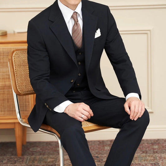 Men's Slim Fit Three-Piece Wedding Suit – Smart Casual Single Breasted Set for Formal Occasions