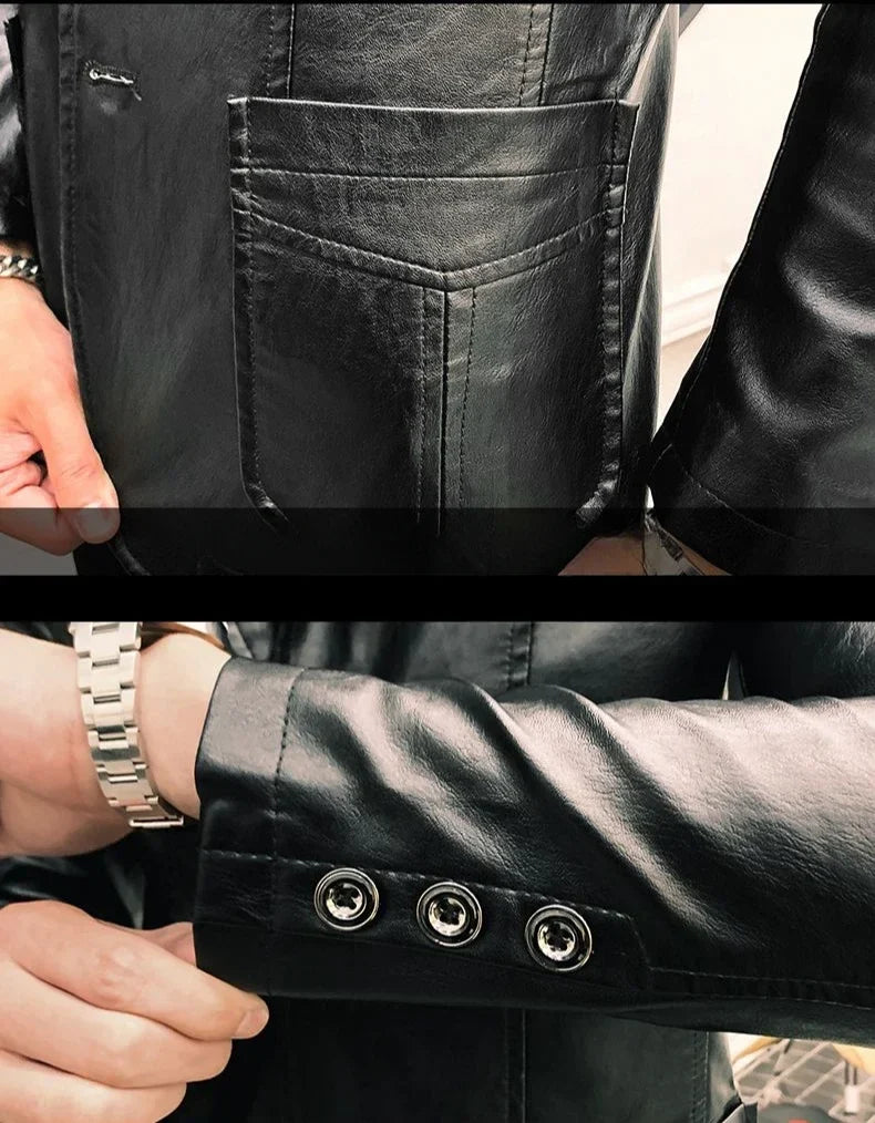 Coat Korean Style Male Leather Blazer Single Breasted Spring Clothes Men's Suit Jackets Luxury Designer High Quality Simple New