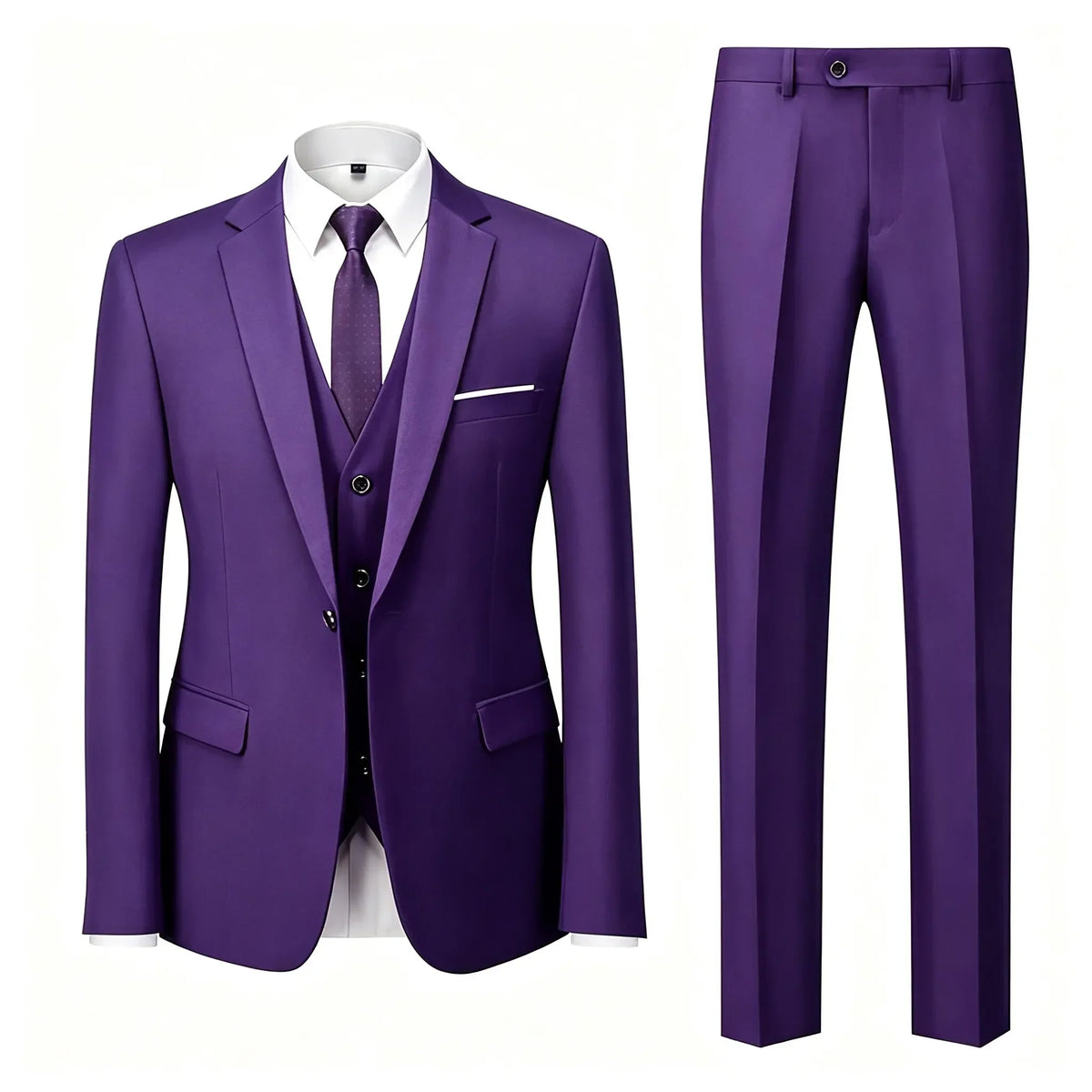 ( Jacket+Vest+Pants ) Brand Solid Color Formal Office Business Men's Suit Groom Wedding Dress Party Male Casual Suits