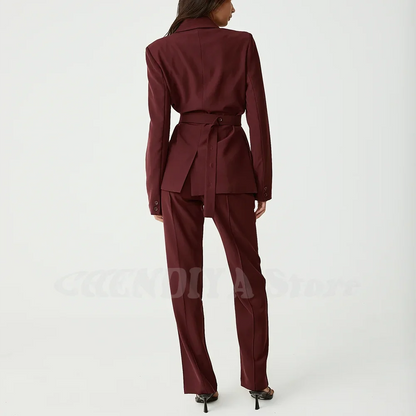 Fashion Single Button Women Suit Outfit Peaked Lapel Elegant Lady Outfit Office Work Formal Meeting Female Clothing Tailored