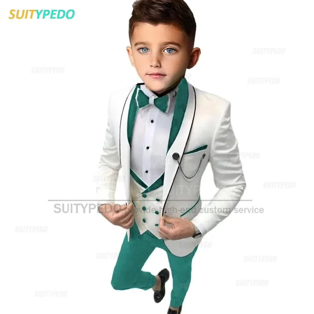 Elegant Formal Suit For Boys Performance 3 Pieces Set Wedding Prom Kids Costume Classic Children Tuxedo Outfit Blazer Vest Pants