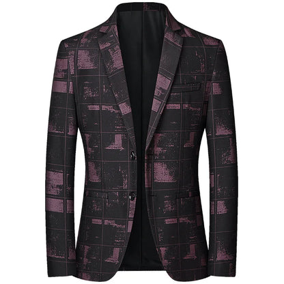 New Men's Blazer 4XL Outerwear Fashion Printing Slim Business Casual Suit Jacket For Men Clothing Wedding Coat A2F106
