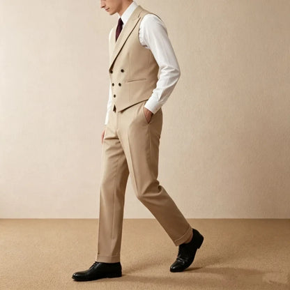 Men's 2-Piece Vest and Pants Suit Set – Slim Fit Double-Breasted Waistcoat for Wedding & Formal Wear
