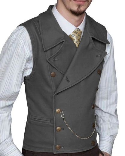 Men's Double Breasted Waistcoat – Solid Color Formal Vest for Weddings & Events