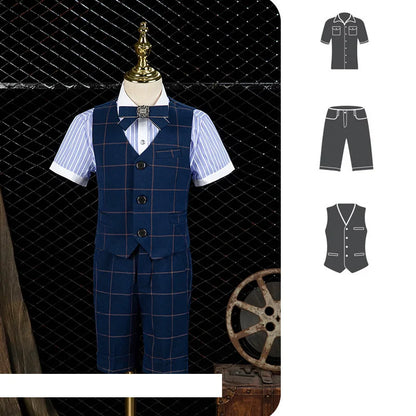 Flower Boys Wedding Suit Children Birhtday Photograph Dress Kids Fromal Blazer Set School Child Graduation Performance Costume