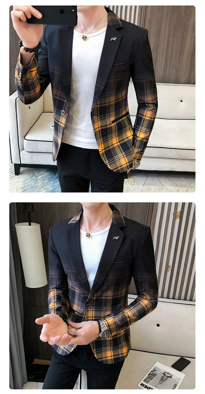 Men's Blazer Suit Jacket 2025 Spring New Fashion Korean Slim Suit Jacket Social Prom Dress Jacket Men's High Quality Clothing