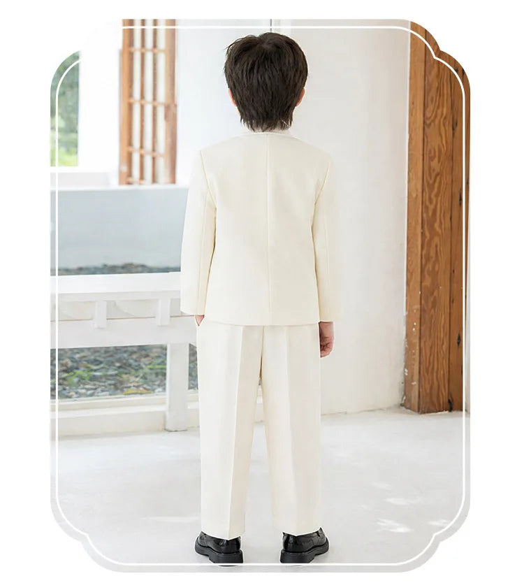 90-160 Kids New Chinese Tang Suit Hanfu Embroidery Suit Flower Boys Host Recitation Performance Costume