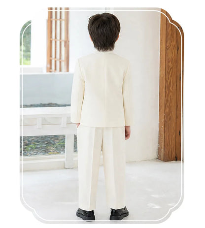 90-160 Kids New Chinese Tang Suit Hanfu Embroidery Suit Flower Boys Host Recitation Performance Costume