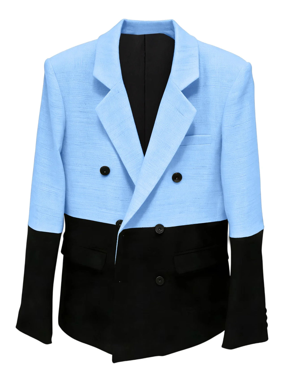 Men's Linen Color Block Blazer Double Breasted Notch Lapel Lightweight summer Sport Coat Fashion Jacket for Party & Streetwear