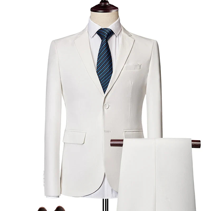 Men's 2024 Business Casual Wedding Suit Black Two-Piece Set with Waistcoat And Trousers Fashionable And Handsome Trend