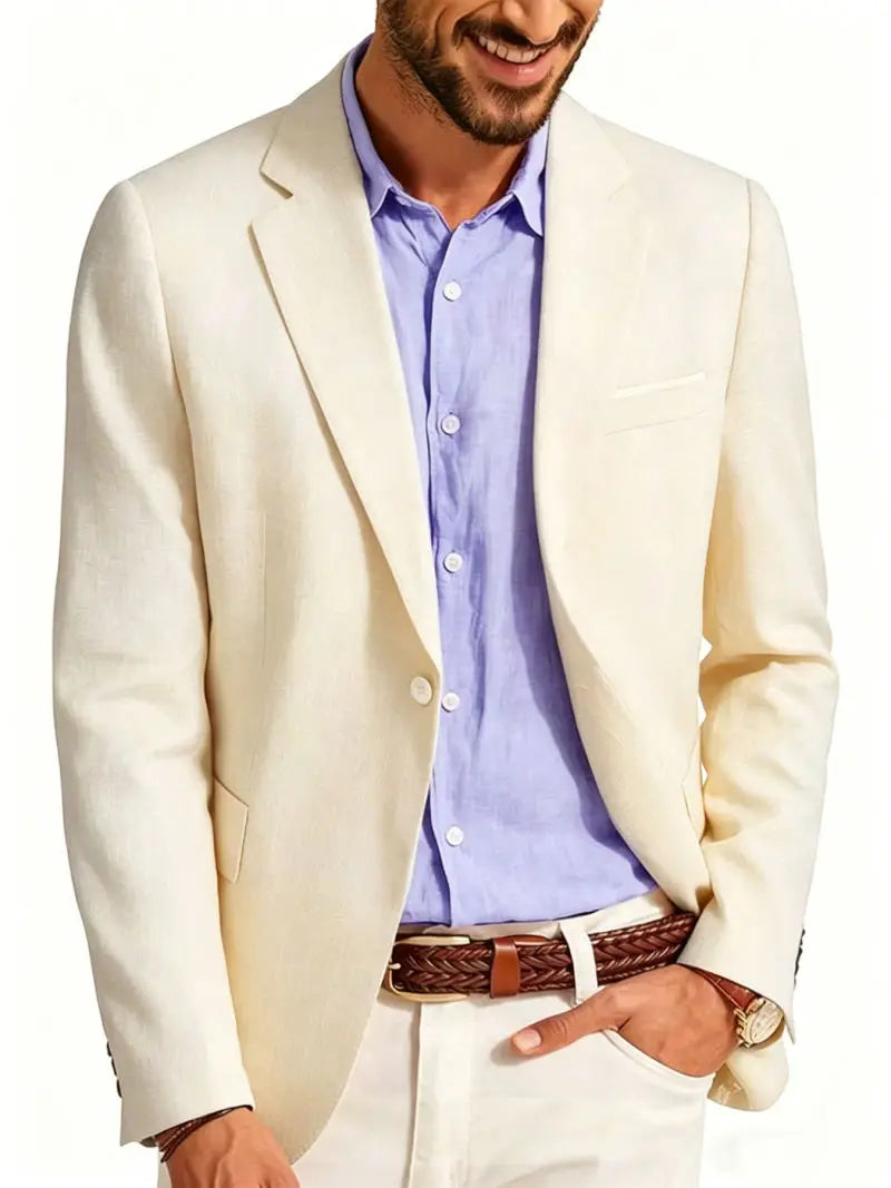 Mens Clothing 2026 Blazers Para Hombres Vintage Cotton Linen Single Button Designer Business Social Jaqueta Masculina Man Suits