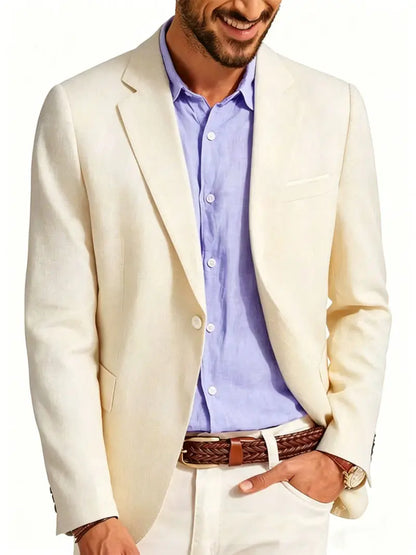 Mens Clothing 2026 Blazers Para Hombres Vintage Cotton Linen Single Button Designer Business Social Jaqueta Masculina Man Suits