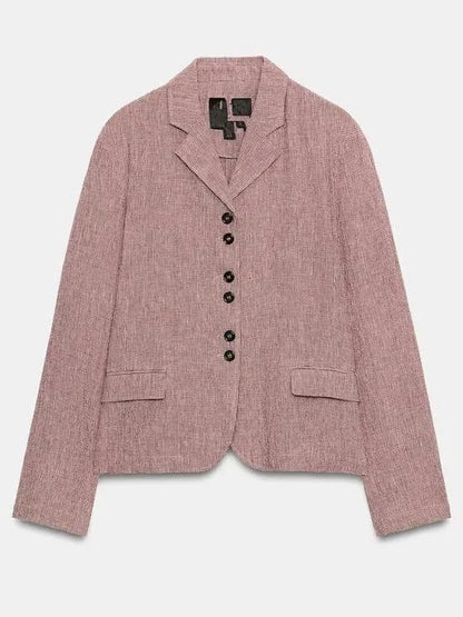New Autumn 2026 Women's Long Sleeve Turn-down Collar Linen Suit Jacket Classic Style Straight-cut Daily Wear Moisture-wicking