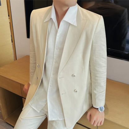 Summer Linen Breathable Suit Jacket Daily Casual Thin Blazers Men's Business Formal Suit Jacket Wedding Groom Coats Men Clothing