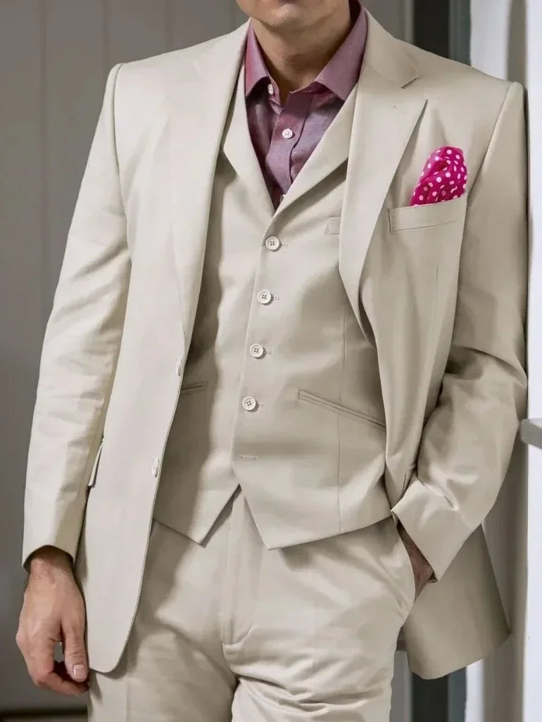 Fashion Elegant Men Suits Casual Slim Fit Blazers Hombre High Quality Custom 3 Piece Set Jacket Vest Pants Costume