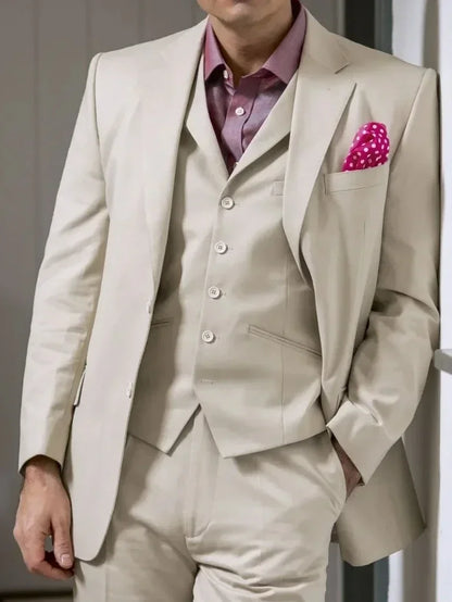 Fashion Elegant Men Suits Casual Slim Fit Blazers Hombre High Quality Custom 3 Piece Set Jacket Vest Pants Costume