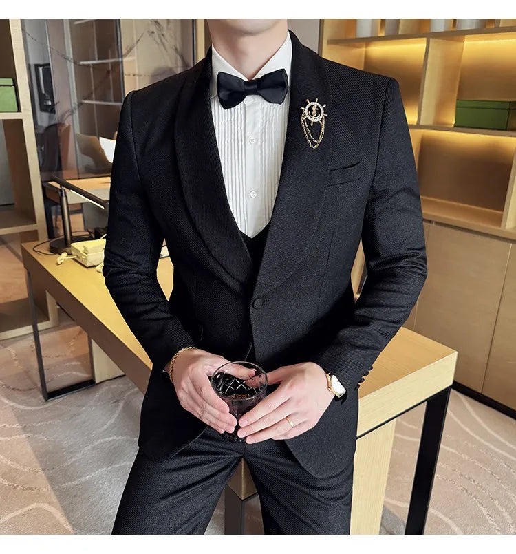 Men's Slim Fit 3-Piece Suit for Weddings, Parties & Formal Occasions – White, Red, Black