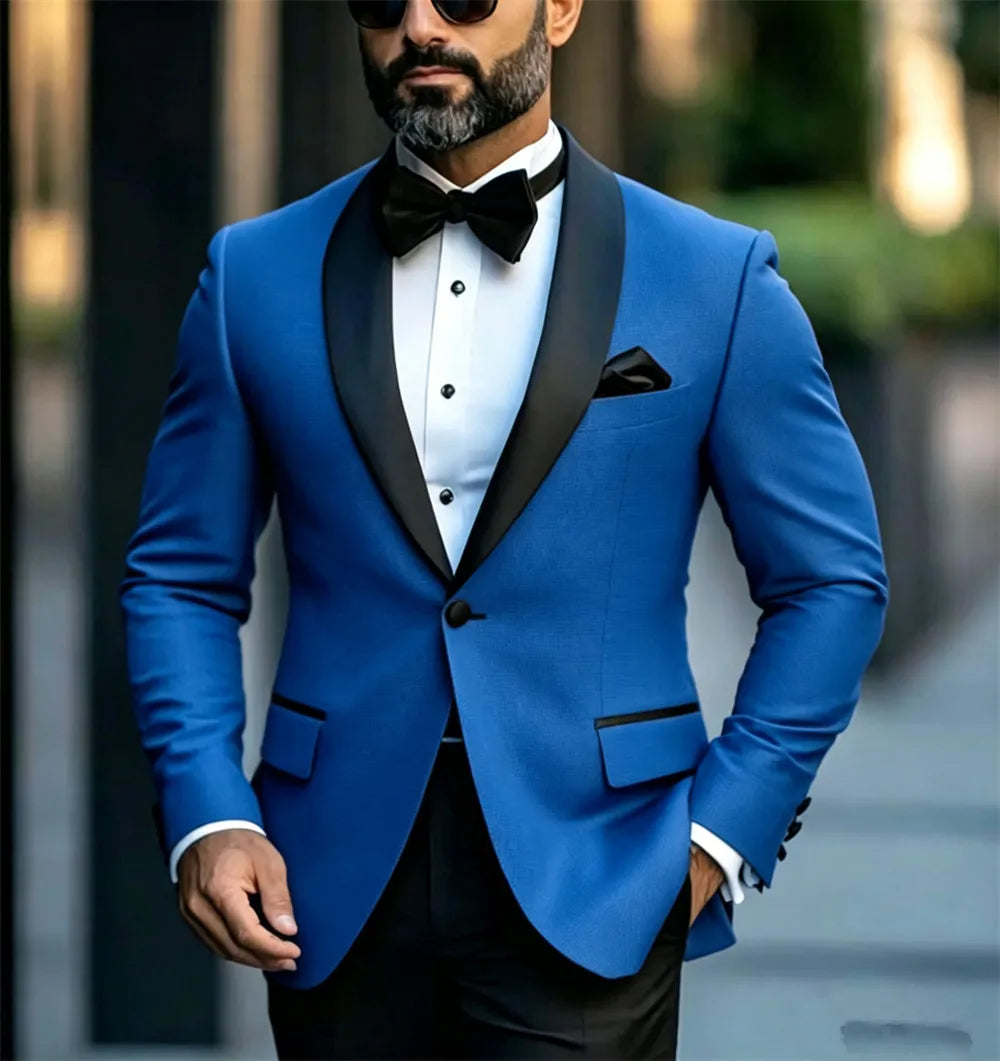 Classic Men's 1 Piece with Black Lapels Formal Slit Blazer Fit Business Party Tuxedo Jacket  Tailor Made