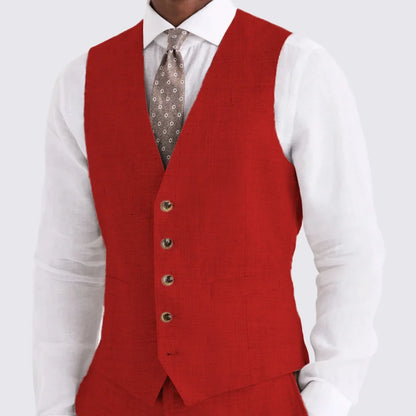 Men's Suit Vest Single Breasted V-Neck Waistcoat for Business Banquet and Casual Wear