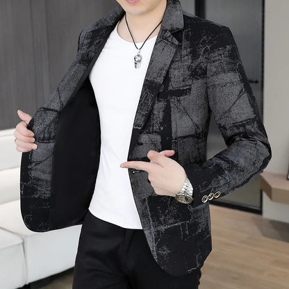 Blazer Men's Business Gentleman Wedding Fashion Versatile Trendsetter Comfortable To Wear Best Man Print Slim and Casual Blazer