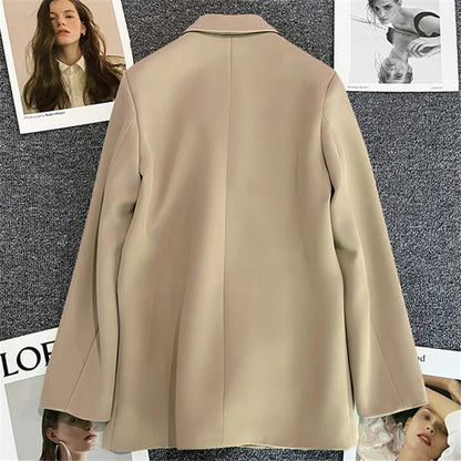 Women's Spring Autumn 2026 Commuter Style Small Suit Jacket Double Row Buttons White Versatile Polyester Fiber Fashion