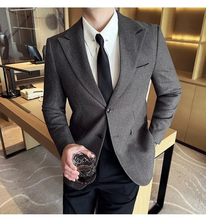 Men's Blazer Single Breasted Slim Fit Korean Style Casual Suit Jacket