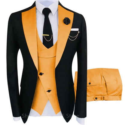 Nouveau costume 3 pièces pour homme, costume homme, revers châle, blazer, smoking, populaire pour fête et mariage (blazer+gilet+pantalon)
