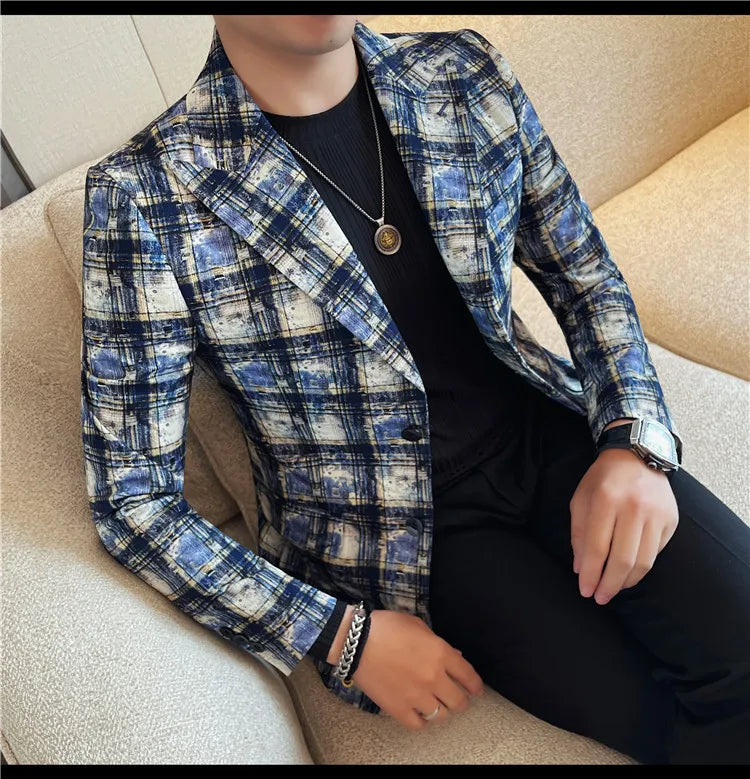 Autumn Winter Casual Suit Jackets Men's Korean Trendy Slim Handsome Wedding Business Blazer Streetwear Social Daily Dress Coat