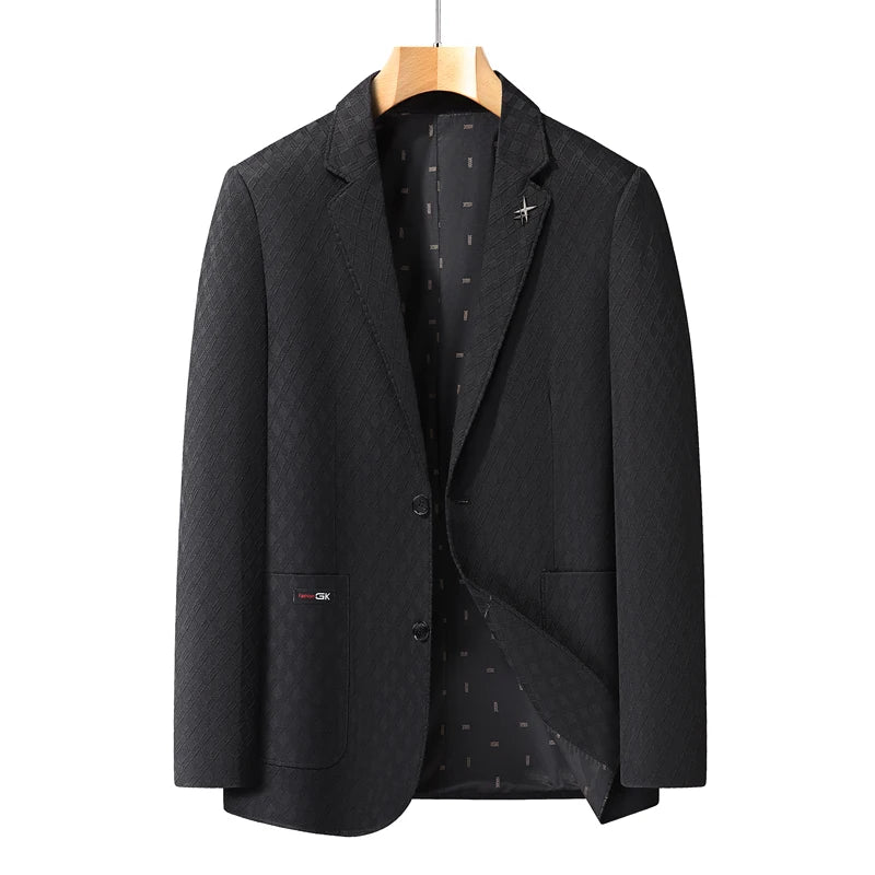 Men's Blazer Smart Casual Single-Breasted Suit Jacket for Business and Leisure – Brown, Khaki, Wine Red, Black