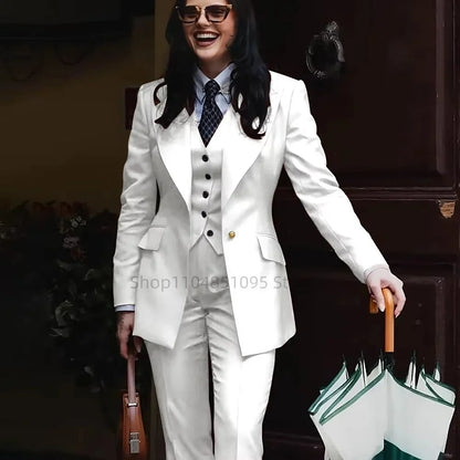 Fashion Single Breasted Women's Suits Blazer Luxury Regular Length 3 Piece Jacket Vest Pants Outfit Formal Lady Clothing Costume