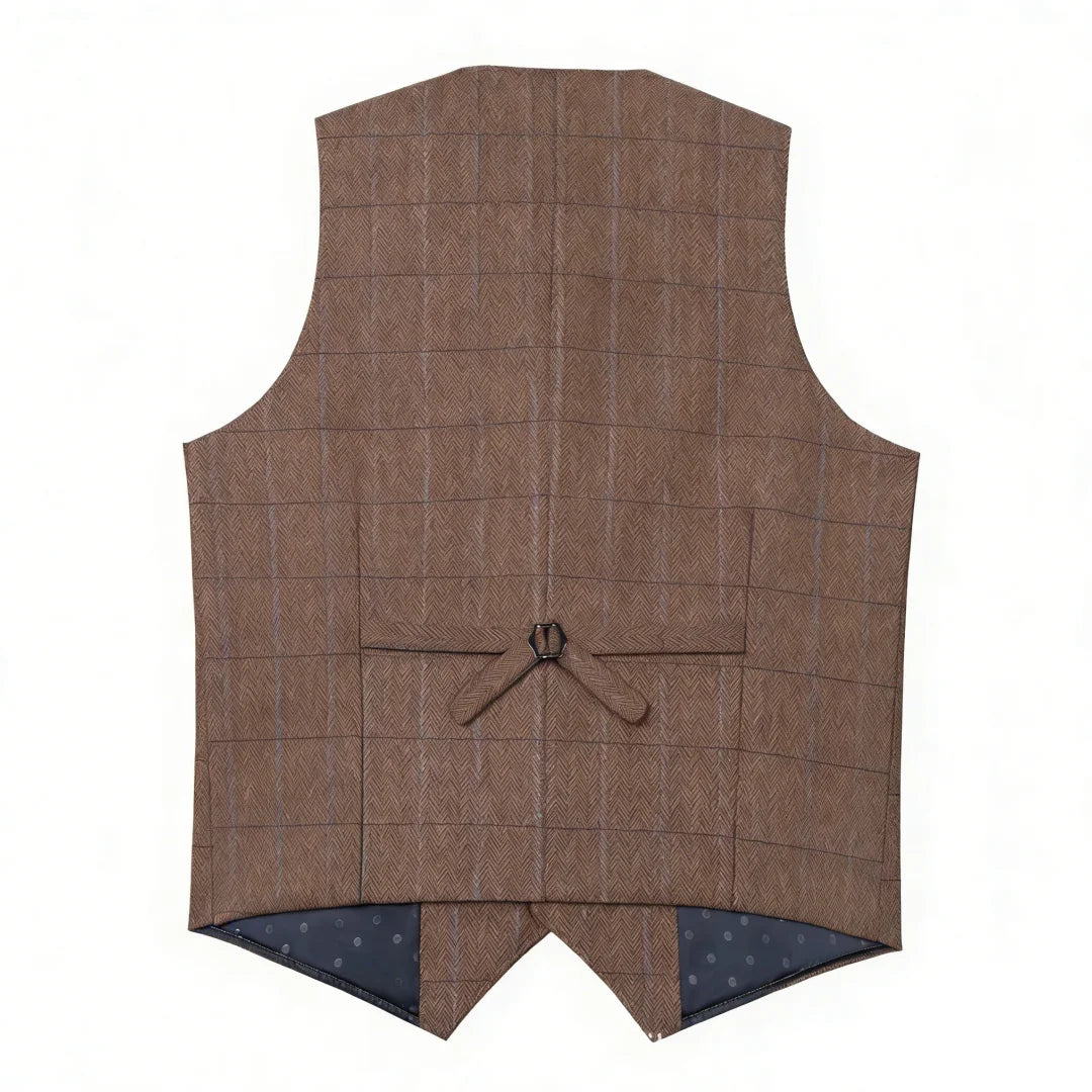 Men's Vest Herringbone Tweed Single Breasted Waistcoat for Business and Wedding