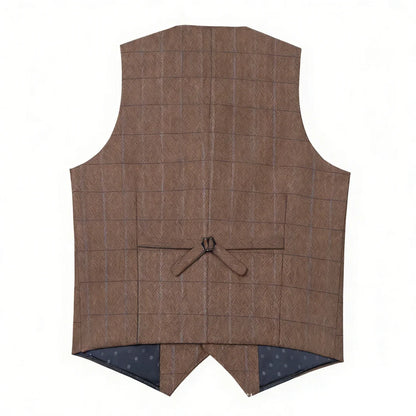 Men's Vest Herringbone Tweed Single Breasted Waistcoat for Business and Wedding