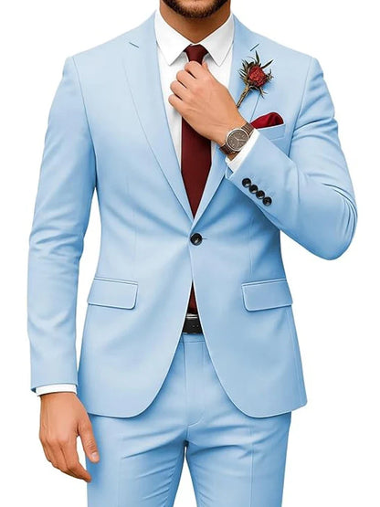 Men's 2-Piece Velour Suit – Slim Fit Blazer and Pants for Wedding, Prom & Formal Occasions