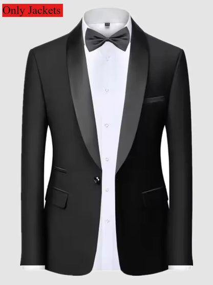 Ensemble de costume habillé pour homme, coupe ajustée, décontracté pour affaires, smoking de mariage, manches longues, revers crantés, marié