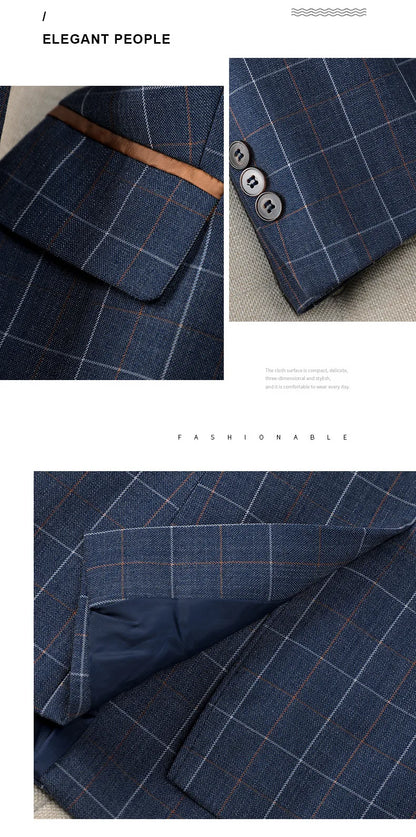 Apricot Plaid Pant Suits for Women Blazer British Style Capable Fashionable High-end Professional Clothing OL Clothes Suit Pants