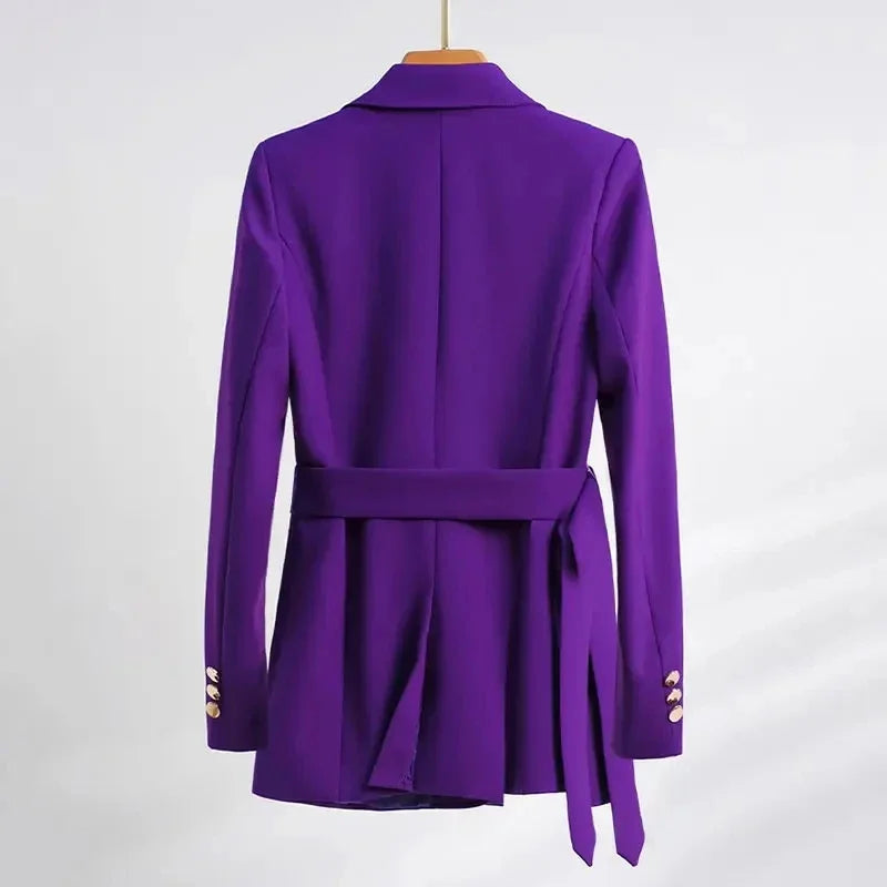 Fashion High-quality Office Suit Purple Jacket and Trousers 2-piece Set 2025 New Waist Suit Temperament Suits for Women HJLZBW