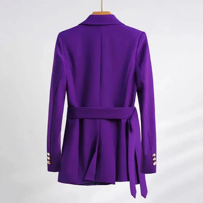 Fashion High-quality Office Suit Purple Jacket and Trousers 2-piece Set 2025 New Waist Suit Temperament Suits for Women HJLZBW