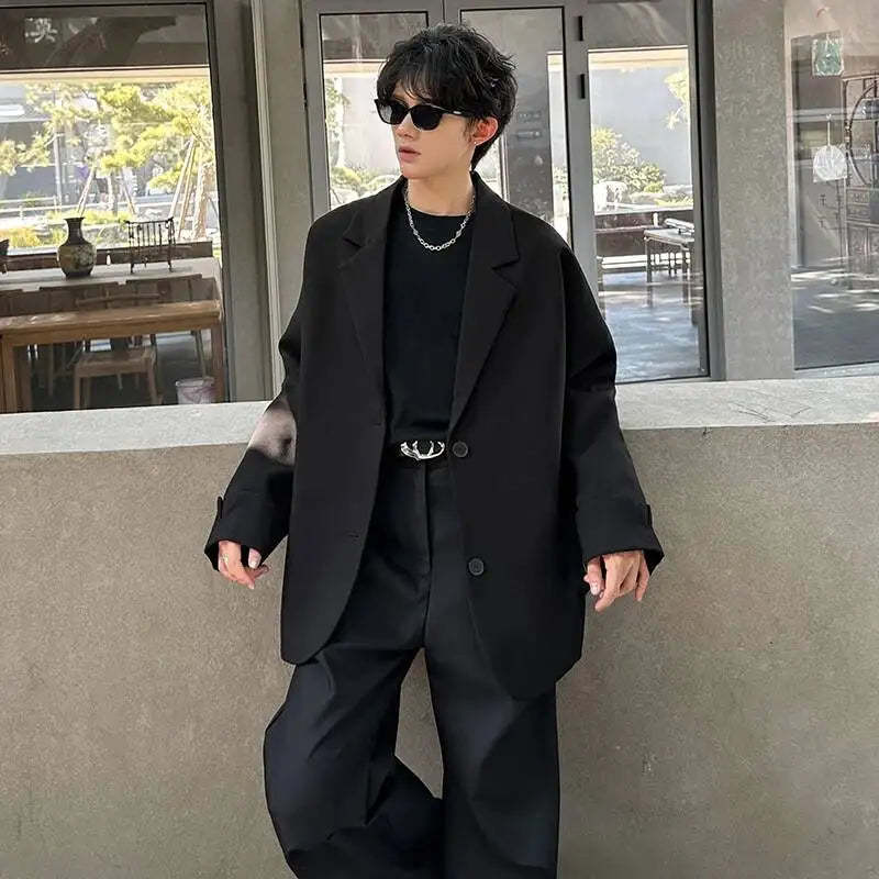 Men's Handsome Loose Casual Blazer Jacket Fashion Elegant 2026 New High Quality Stylish Social Solid Color Clothes JY7595