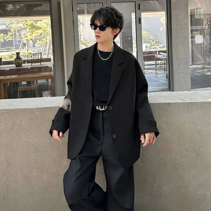 Men's Handsome Loose Casual Blazer Jacket Fashion Elegant 2026 New High Quality Stylish Social Solid Color Clothes JY7595