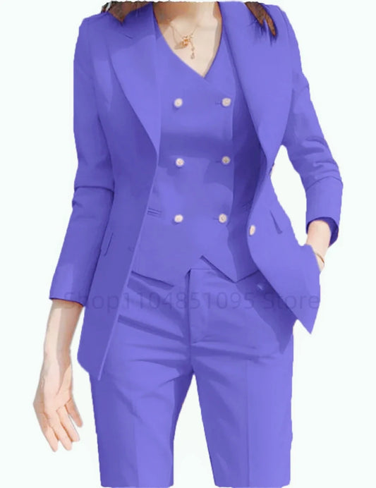 Fall Outfits Suit Jacket Three Piece Sets for Woman Office Wear Formal Womens Blazer and Pants Suits Set Elegant Female Business