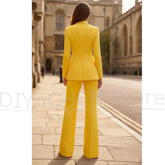 New Solid Female Tailored Two Piece Suit One Button Modern Elegant Design For Business Evening Party Stylish Lady Outfit