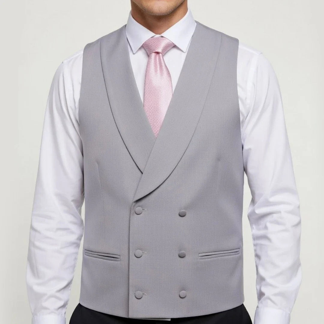 Men's Double Breasted Vest – Formal Lapel Waistcoat for Wedding & Business