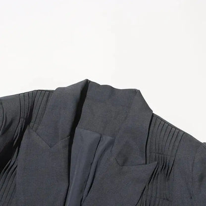 Women Blazer Turn-down Collar Single Button Pleated High-end Elegant Fashion Jacket Office Lady Ins Coat New Spring HK11499