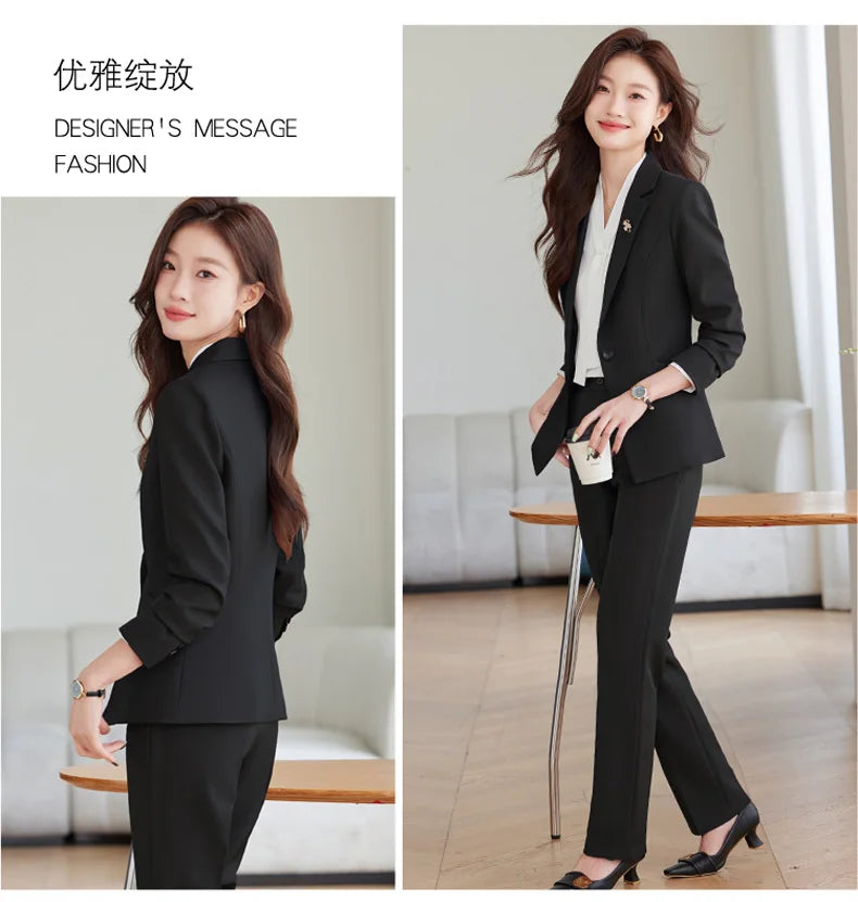 2026 Professional Womens Autumn and Winter New Two-Piece Long-Sleeved Suit + Trousers. Fashion Boutique Suit
