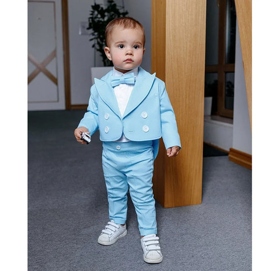 Chic Boys Suits Fashion Double Breastde Children's Clothing Casual Daily Wedding Tailcoat Handsome Kids Clothes 2 Piece