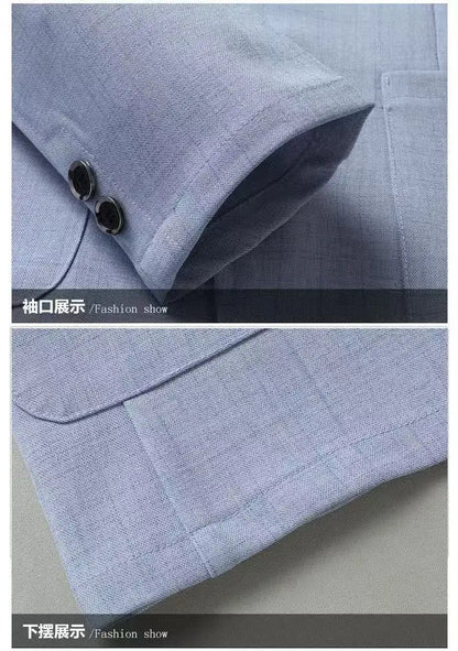 30% Linen Blazer - Men's Fashionally Fit Business Formal Wedding Gentleman English Style Breathable Versatile Casual Blazer