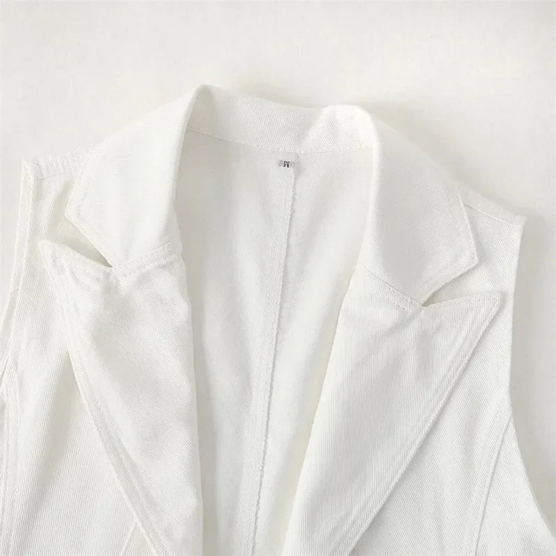 Women's Denim Vest 2025 New Ladies White Jean Jacket Fashion Waistcoat Summer Vest Coat Outwear S-5XL