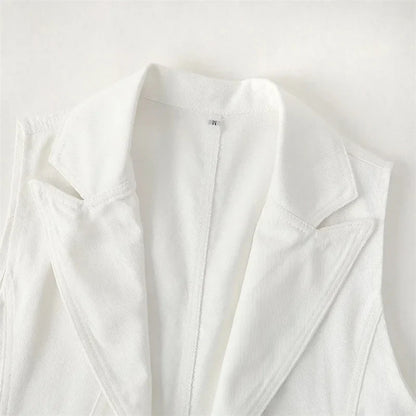 Women's Denim Vest 2025 New Ladies White Jean Jacket Fashion Waistcoat Summer Vest Coat Outwear S-5XL
