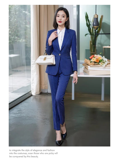 Striped Fashion Women's Suit Set, High Quality Two-Piece Pants + Suit Jacket. New spring/summer 2026